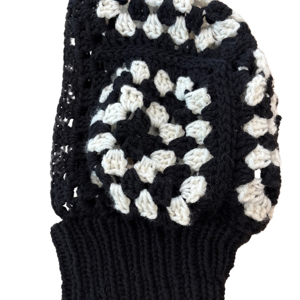 Black and White Crochet Hood - Balaclava